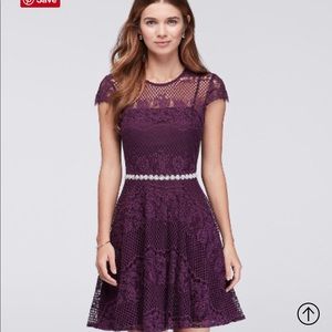 Lace Dress - Size 2 - David’s Bridal - Plum - Prom